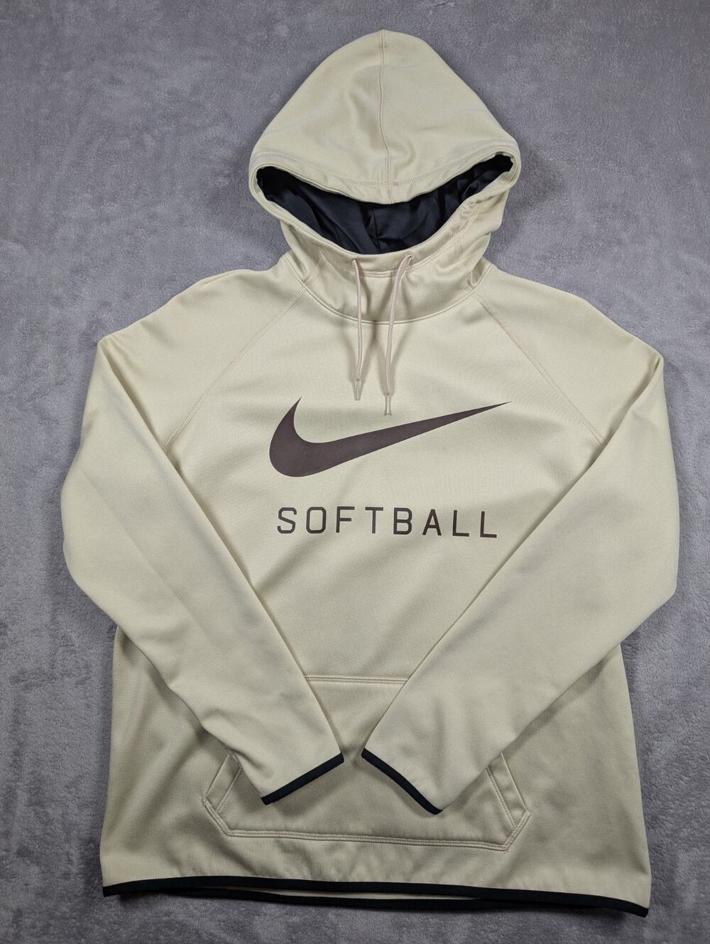 Nike Softball Sweatshirt Hoodie Womens Large Boxy Fit Tan Active Lounge Comfy
